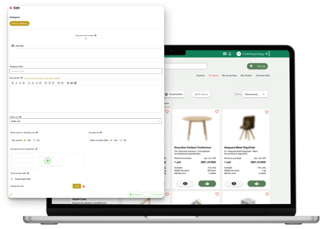 shows how listing products will look on the marketplace